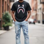 makobi relaxed stack jean lite blue